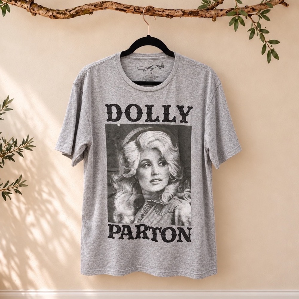 Dolly Parton Graphic T-Shirt Gray Heather Large Vintage Style Country Music Tee